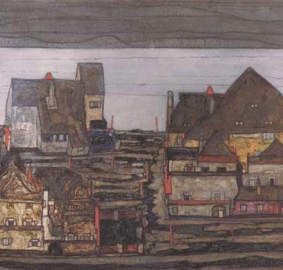 Egon Schiele Suburb I (mk12) Sweden oil painting art